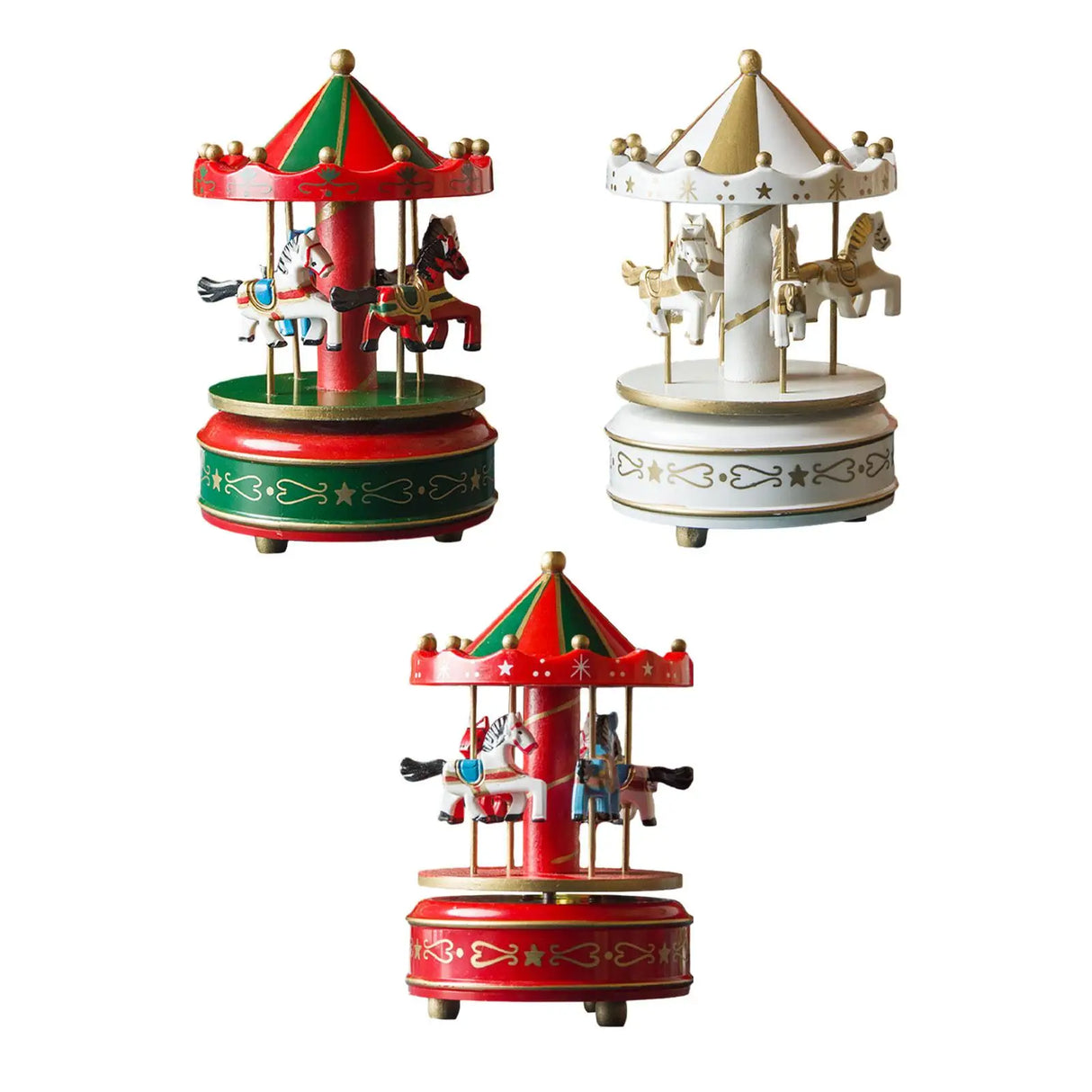 Christmas Wooden Carousel Music Box Decorative Rotating Ornament Turn Horse Shaped for Kids Daughter Multipurpose Sturdy