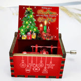 New Wooden Hand Crank Music Box Classical Carved Merry Christmas Theme Music Box Halloween Christmas New Year Birthday Gifts