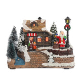 Christmas LED Lighted Snow House Revolving Santa Claus Snowman USB Battery Operated Musical Village Scene Xmas Decor