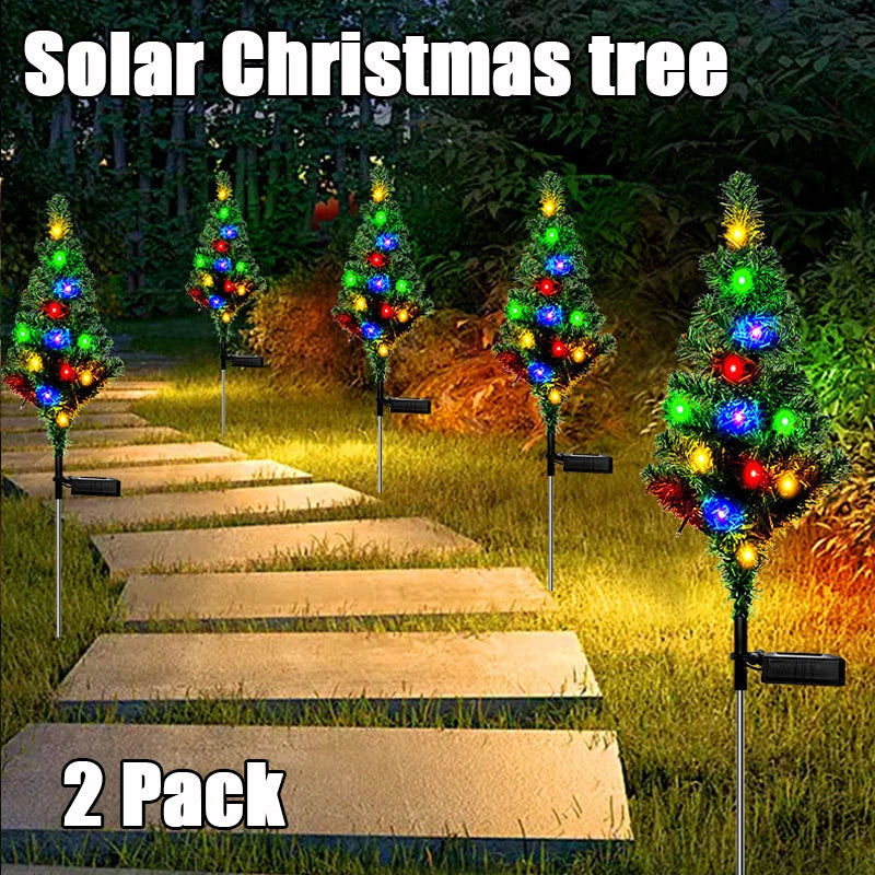 2Pack Solar Led Light Christmas tree Decorations Outdoor Waterproof Garden Patio Porch New Year party Christmas Flood Light