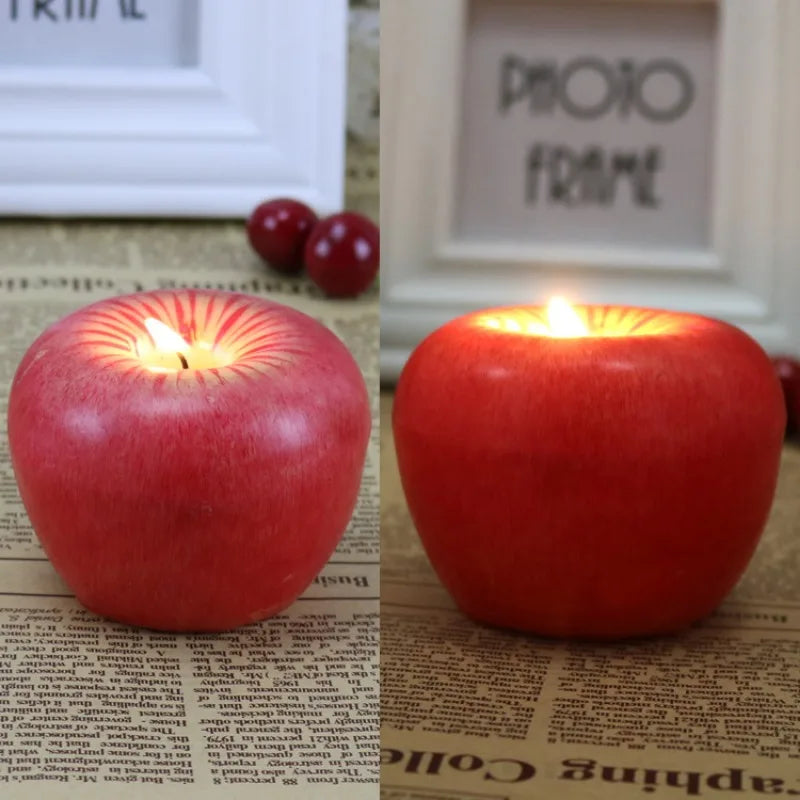 Creative Apple Shape Christmas Candles 3D Apple Shape Christmas Party Candles Halloween Christmas Eve Birthday Student Gift