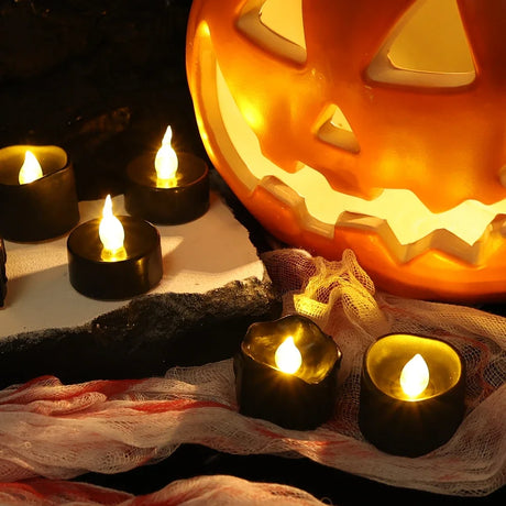 Led Electronic Black Candle Light Household Smokeless Lighting Home Decoration Accessories for Halloween Party Candle Decoration