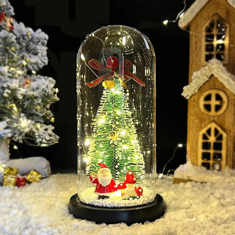 Christmas Snowglobe LED Lights Glowing Christmas Tree Decoration Battery Operated Lighted Tabletop Lanterns Christmas Home Deco