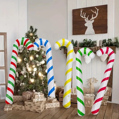 1pc Inflatable Christmas Colored Cane Thickened Pvc Toys Outdoor Christmas Decorations, New Year Christmas Toys Holiday