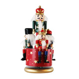 23cm Wooden Nutcracker Soldier Music Box Rotating Music Box Nutcracker Christmas Decoration Home Wooden Music Box Christmas Gift