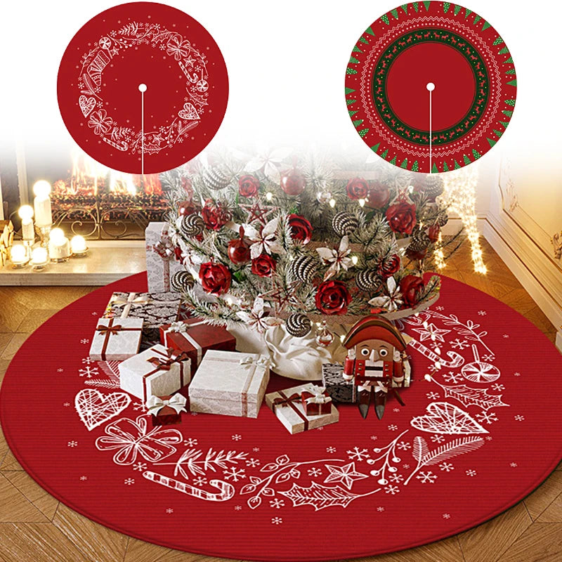 20/40/80/100cm Round Christmas Tree Carpet Christmas Print Crystal Velvet Rug Living Room Mats Party Festive Home Decor Supplies