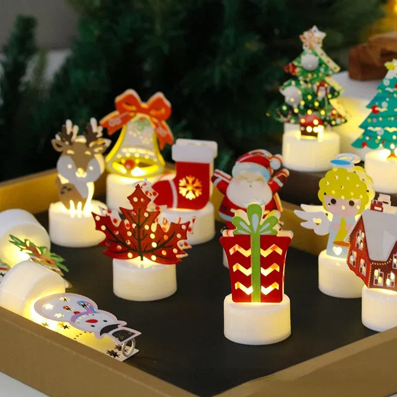 LED Christmas Decoration Electronic Candle Light Christmas Tree Santa Claus Creative Candle Night Light Ornaments Decoration