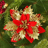 10/5Pcs 14cm Glitter Artificial Christmas Flowers Xmas Tree Ornaments Merry Christmas Decorations for Home New Year Gift Navidad