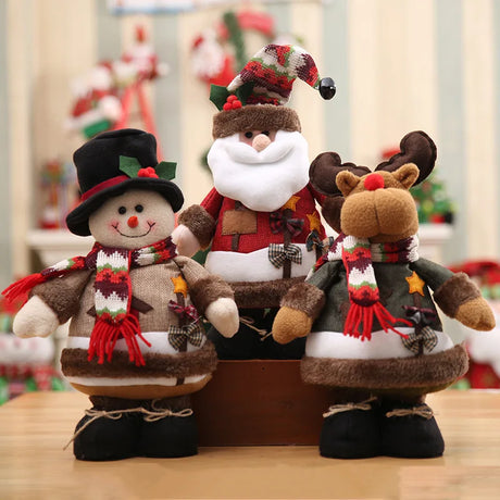 Christmas Snowman Santa and Reindeer Figures Creative Standing Poses Perfect for Hotel and Mall Decor Festive Holiday Accents