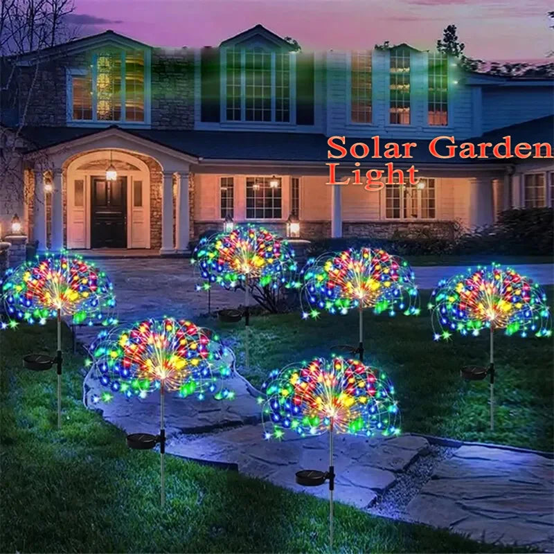 200 LED Solar Fireworks Lamp Tree Waterproof Outdoor Bulb for Lawn Patio Garden LED Fireworks Light DIY Decoration