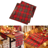 Table Runner Christmas Cotton Red Plaids Tablecloth Home Dinning Festival Scottish Plaids Table Cover Decoration