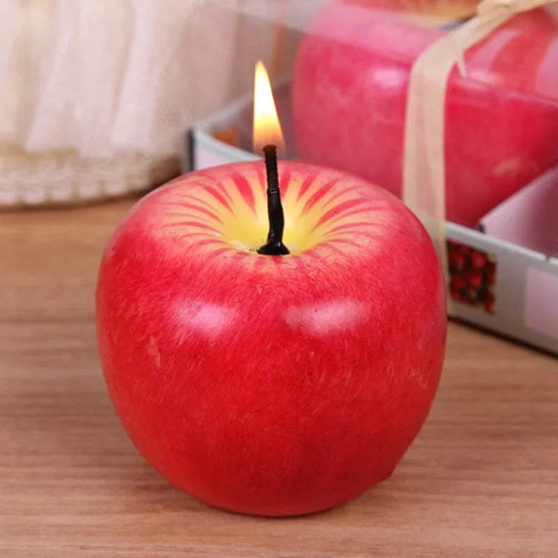 Creative Apple Shape Christmas Candles 3D Apple Shape Christmas Party Candles Halloween Christmas Eve Birthday Student Gift